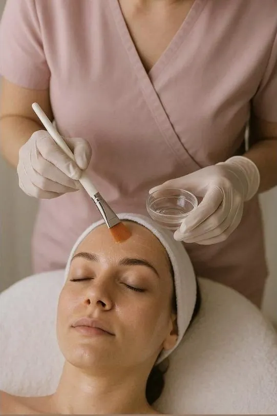 Esthetician performing a facial treatment at RJ Aesthetics